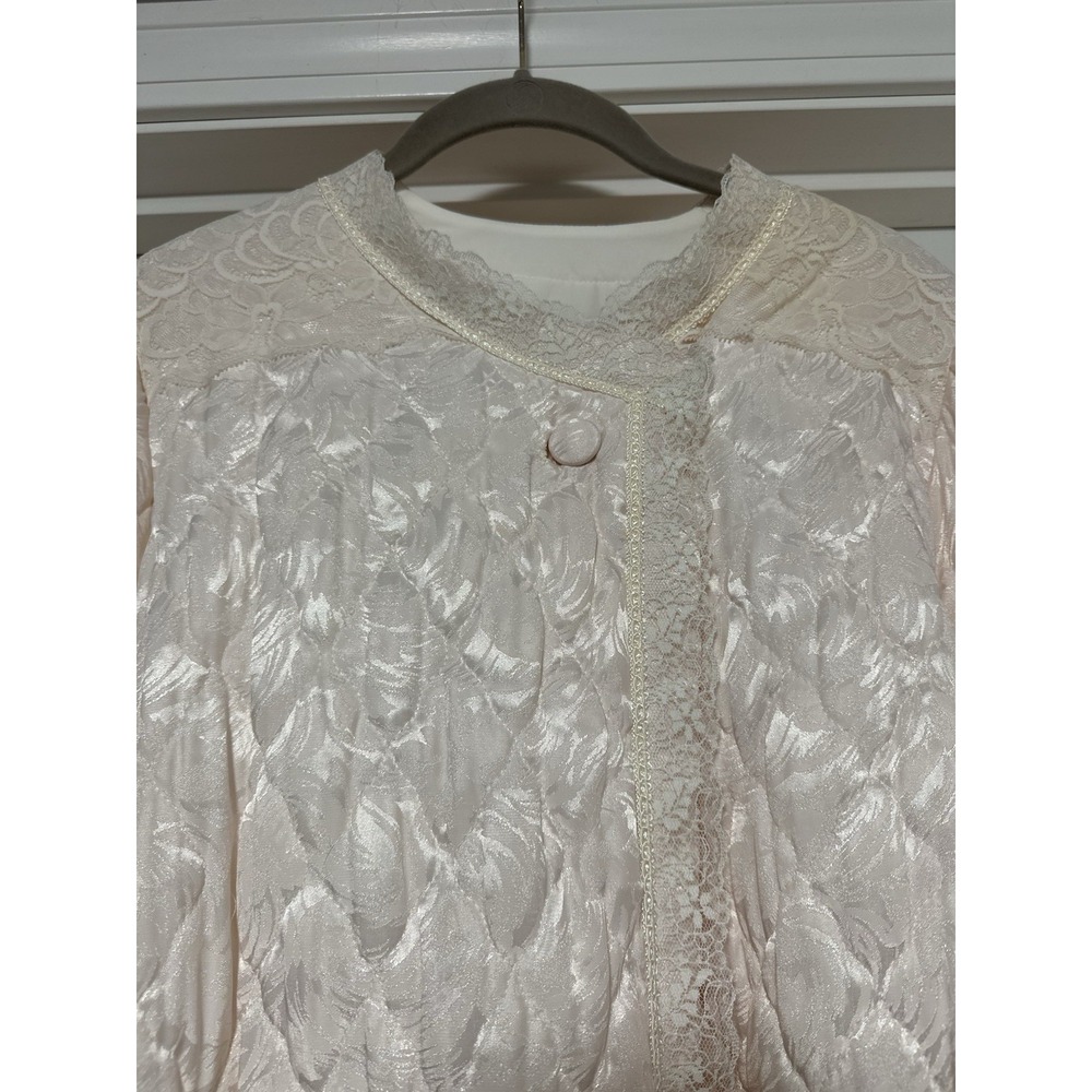 Christian Dior, Women's Vintage Quilted Bathrobe, Peach/Pink, 100% Polyester, M - Picture 3 of 12